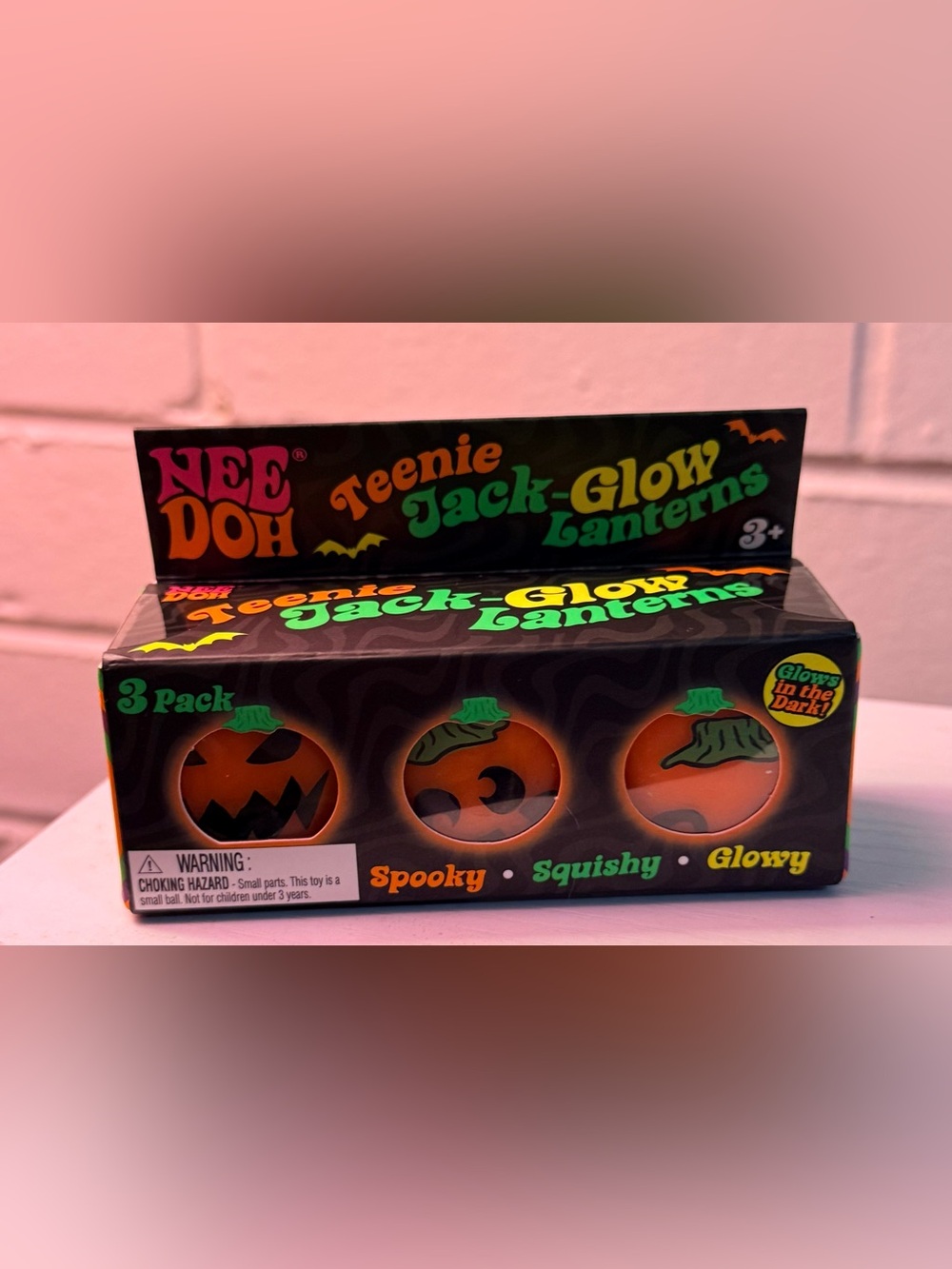 NeeDoh Teenie Jack Glow Lanterns 3 Pack Halloween Squishy NEW - Picture 5 of 6